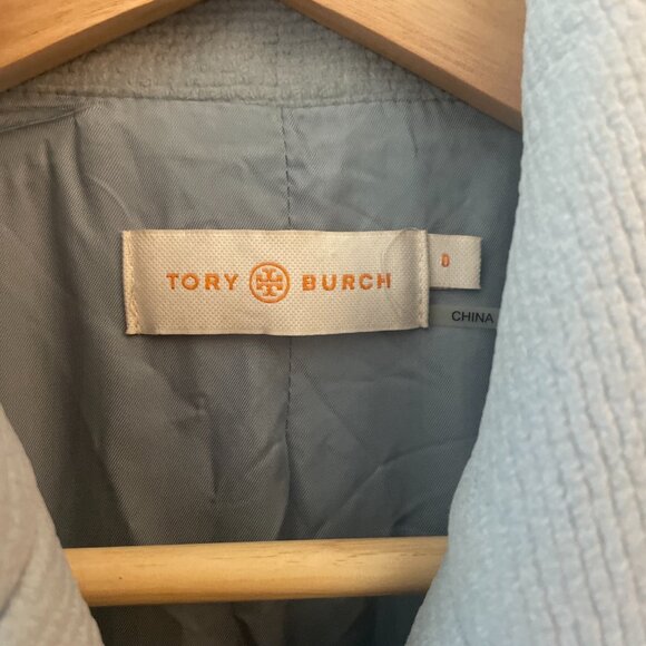 EUC Tory Burch Bonded Chiffon Texture Peacoat Light Blue Size 0 - Picture 4 of 7
